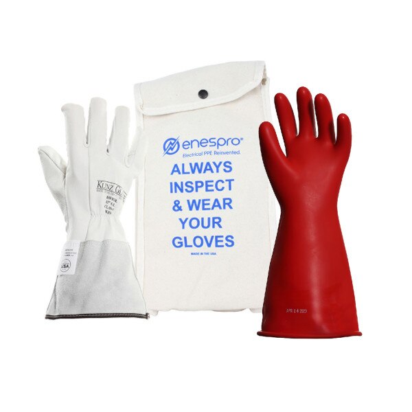 Enespro Class 0 Rubber Voltage 14-inch Glove Kit in Red